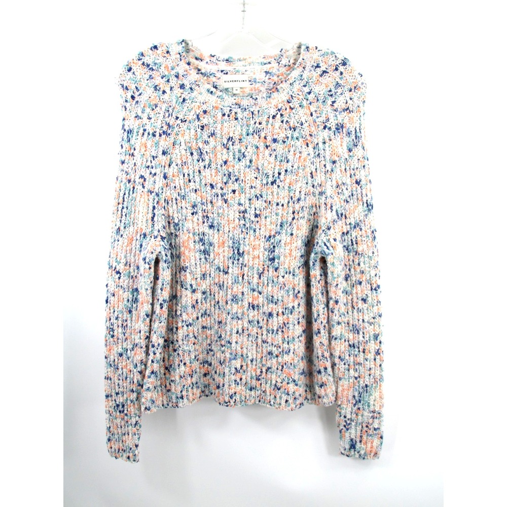 SILVERFLINT Pullover Sweater Women Medium White Speckled Multicolors Warm Cozy